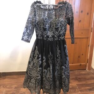 Black tulle with silver party dress